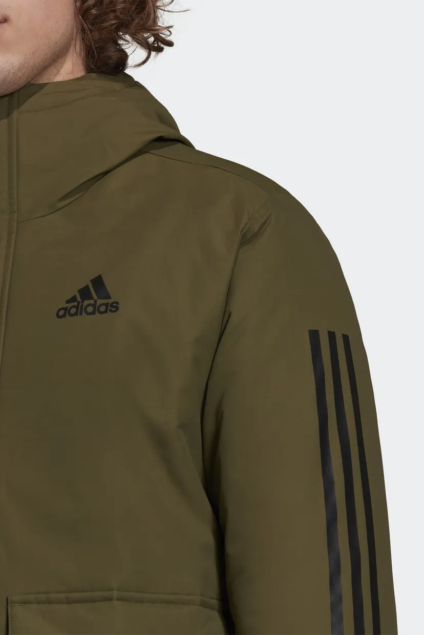 Мужская зеленая куртка с капюшоном Utilitas 3-Stripes 6