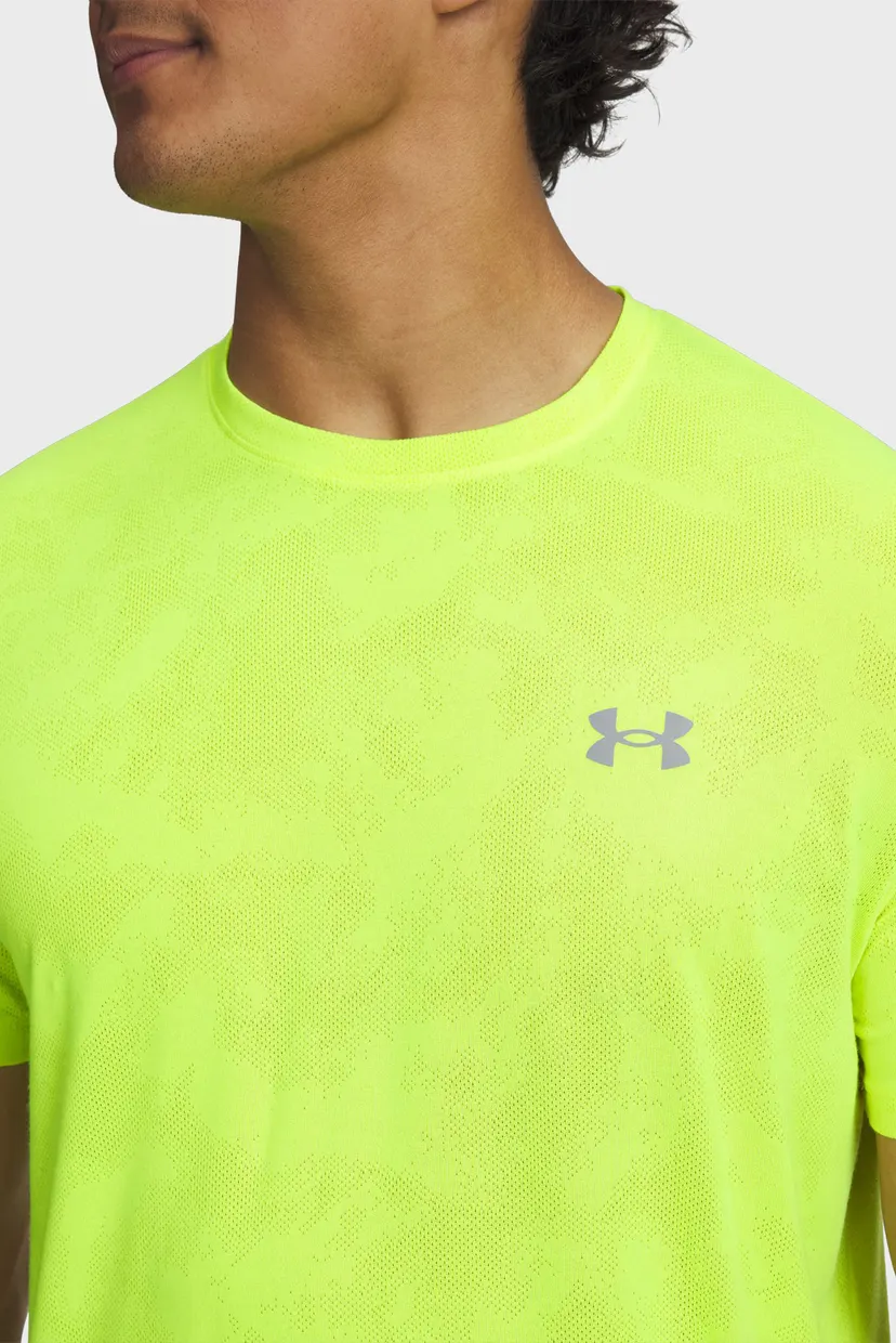 Чоловіча салатова футболка UA Launch Camo SS 3