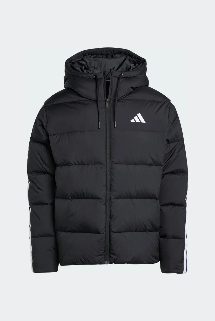 Чоловічий чорний пуховик Essentials Climawarm 3-Stripes Puffer Hooded 6