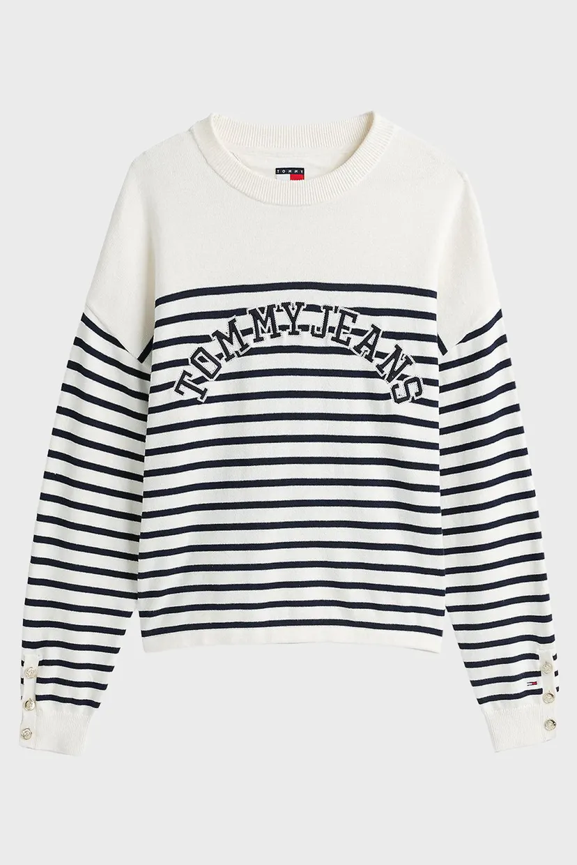 Жіночий білий джемпер у смужку STRIPE VARSITY 5