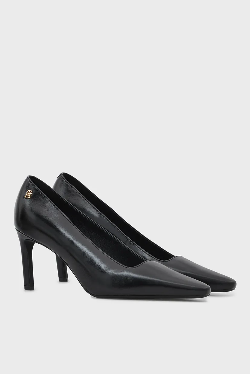 Женские черные кожаные лодочки SQUARED TOE HIGH HEEL 3