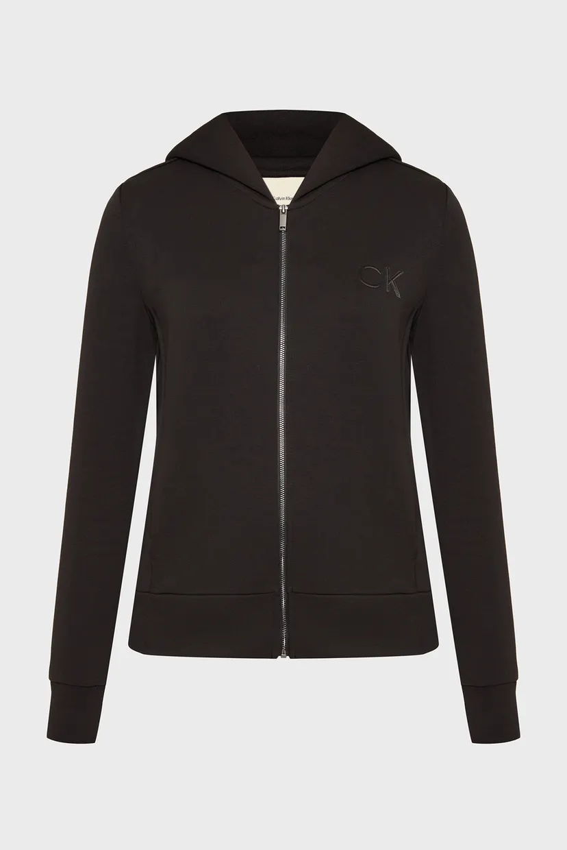 Жіноче чорне худі SATIN CK REGULAR  ZIP HOODIE 6