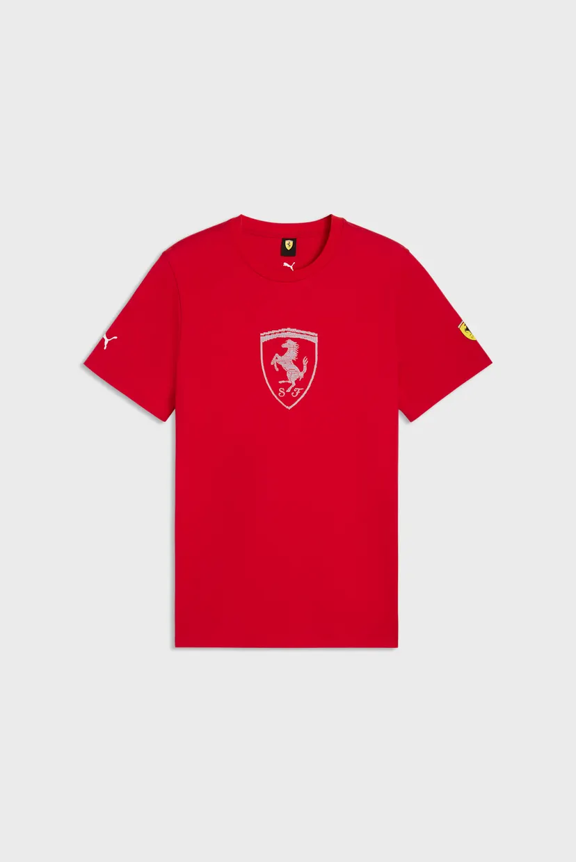 Чоловіча червона футболка Scuderia Ferrari Tonal Shield Tee Men 4
