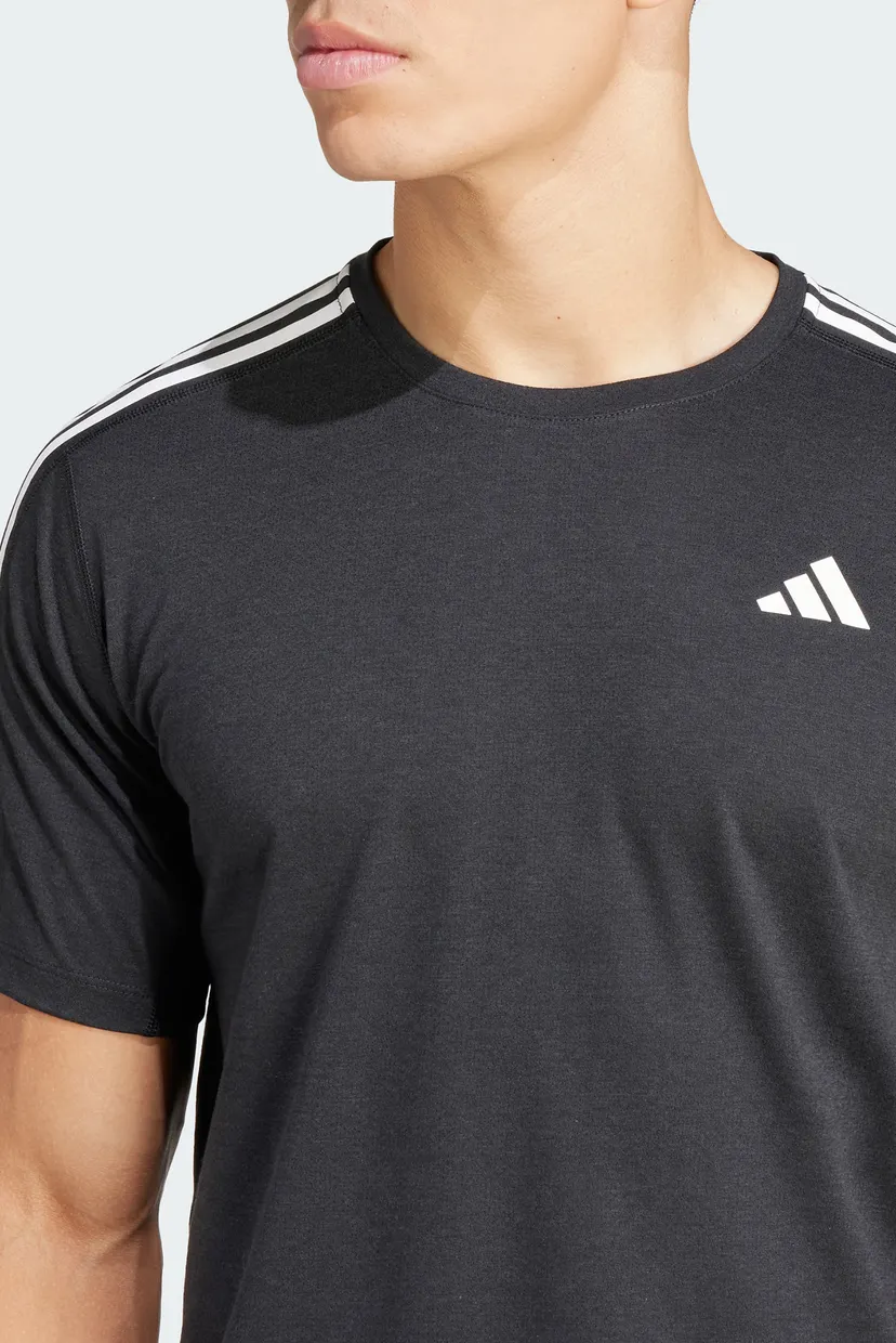 Чоловіча чорна футболка  Own the Run 3-Stripes 4