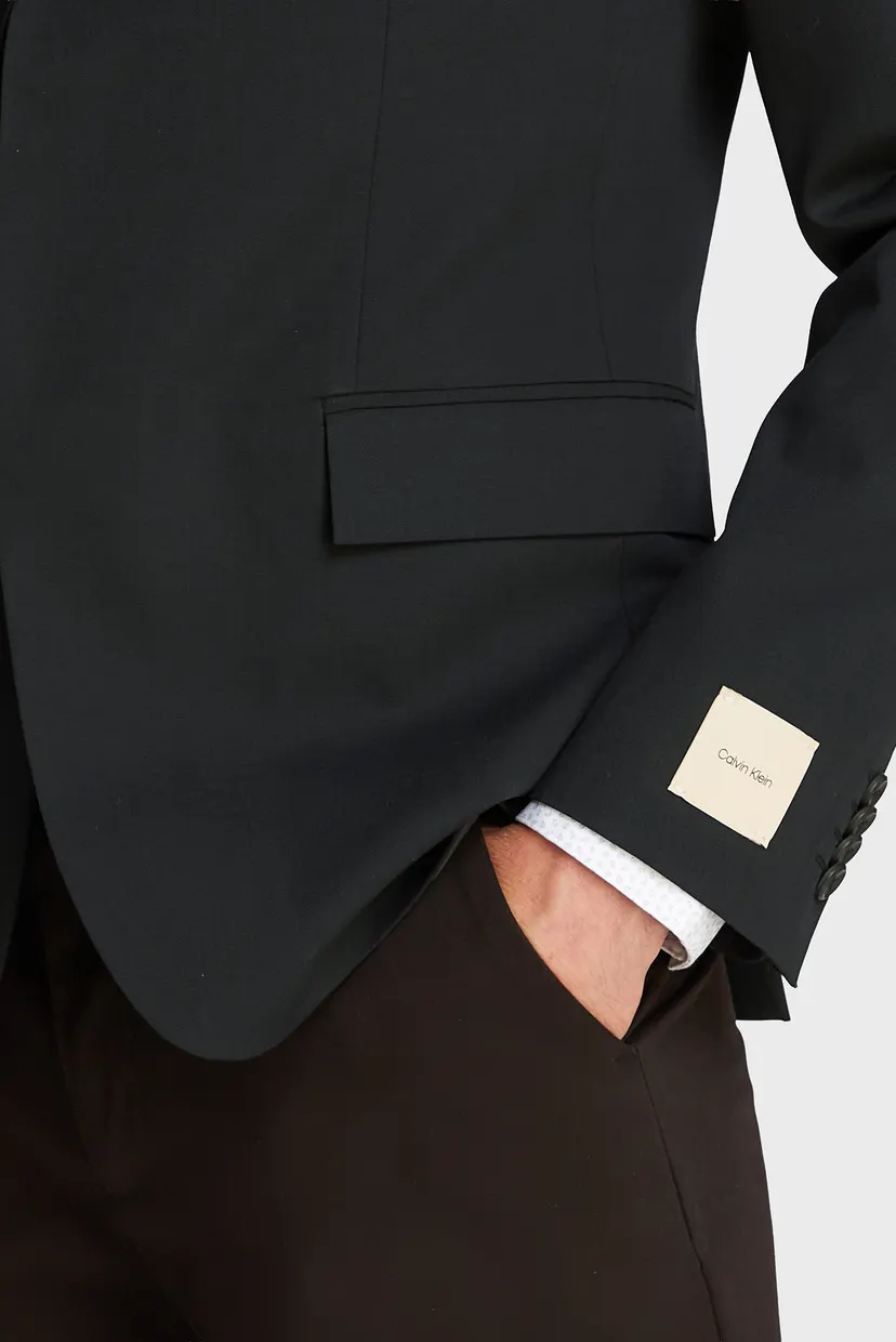 Чоловічий чорний вовняний піджак TRAVEL TWILL SLIM BLAZER 4