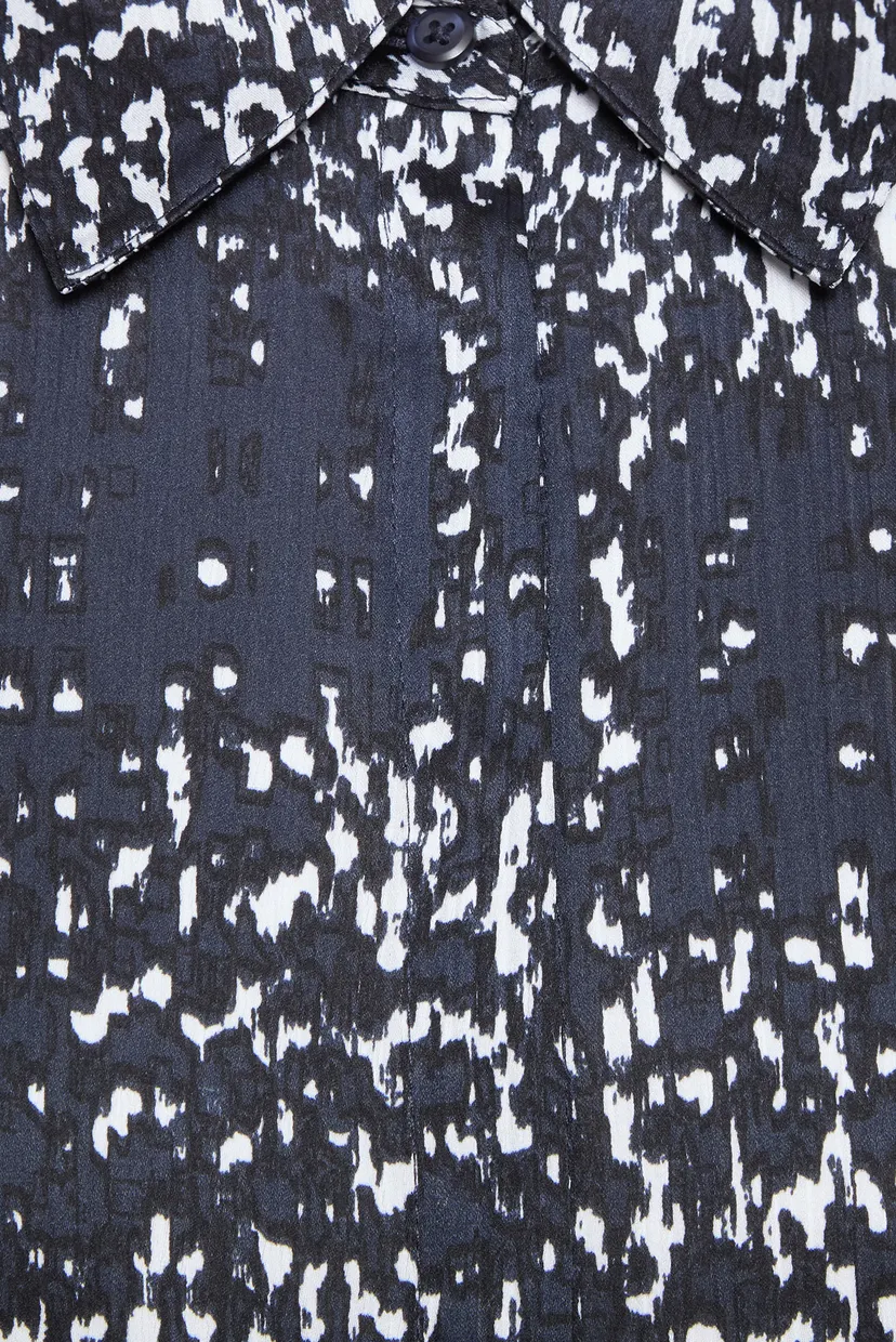 Женское темно-синее платье с узором Printed Textured Satin 3