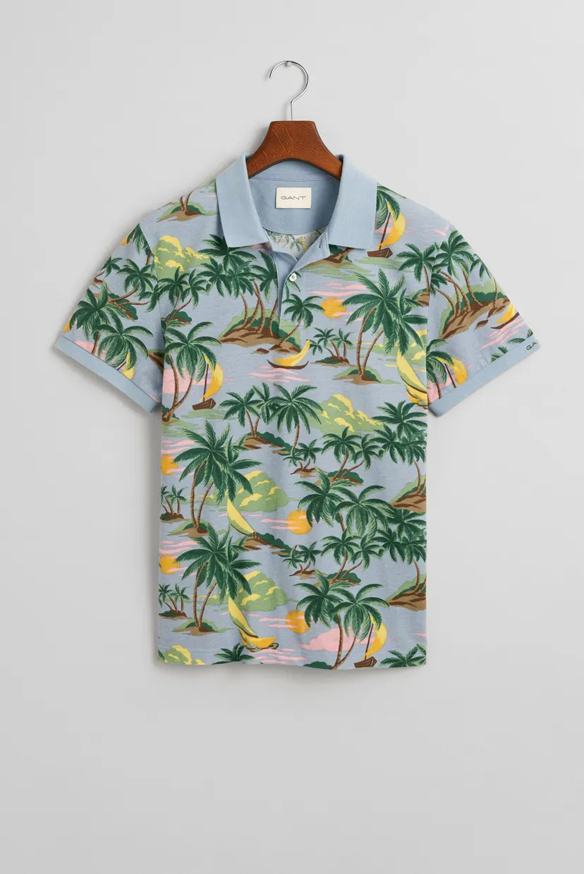 Мужское голубое поло с узором HAWAII PRINT SS 6