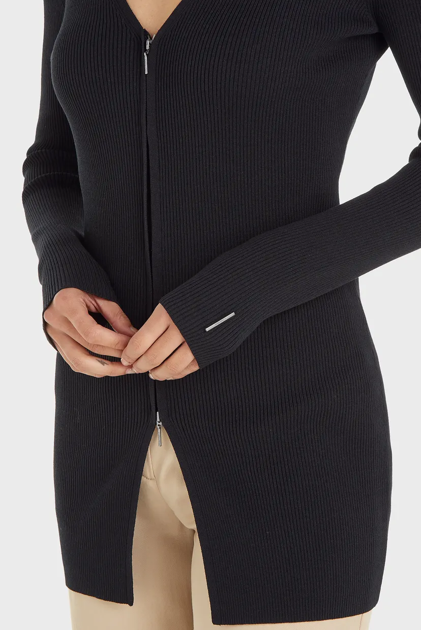 Жіночий чорний кардиган ICONIC RIB ZIP UP 3