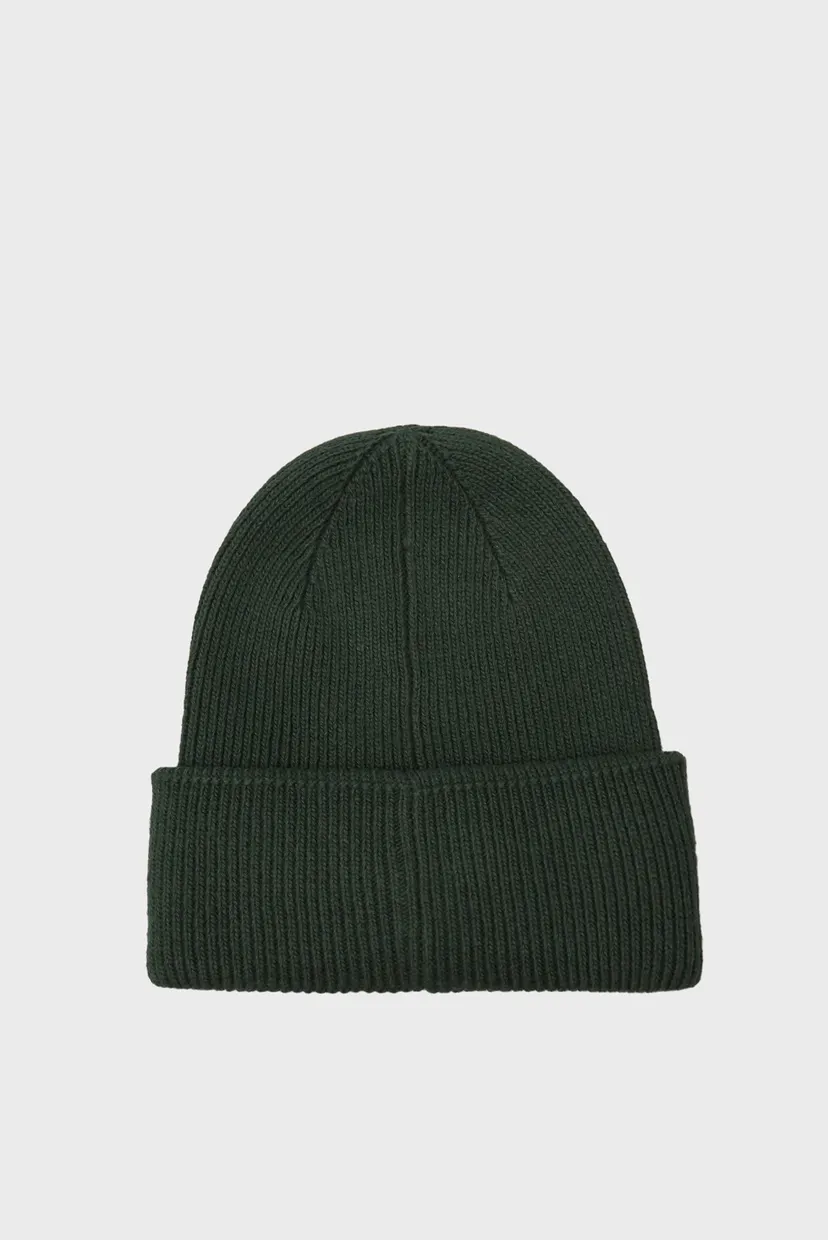 Чоловіча зелена шапка COTTON/WOOL FINE RIB BEANIE 3