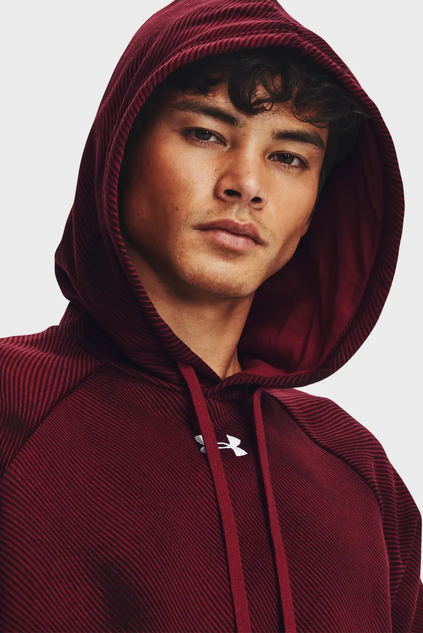 Мужское бордовое худи UA Rival Fleece Printed HD 4
