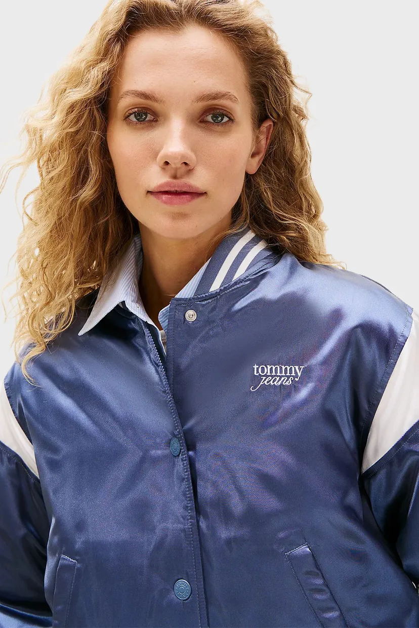 Жіночий темно-синій бомбер TJW SCRIPT VARSITY JACKET 5