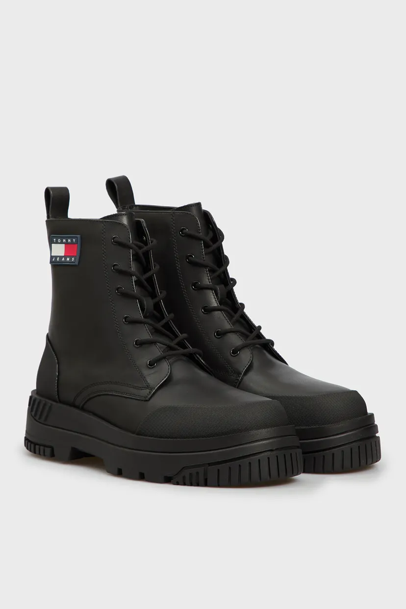 Чоловічі чорні шкіряні черевики TJM LACE UP LEATHER BOOT 3