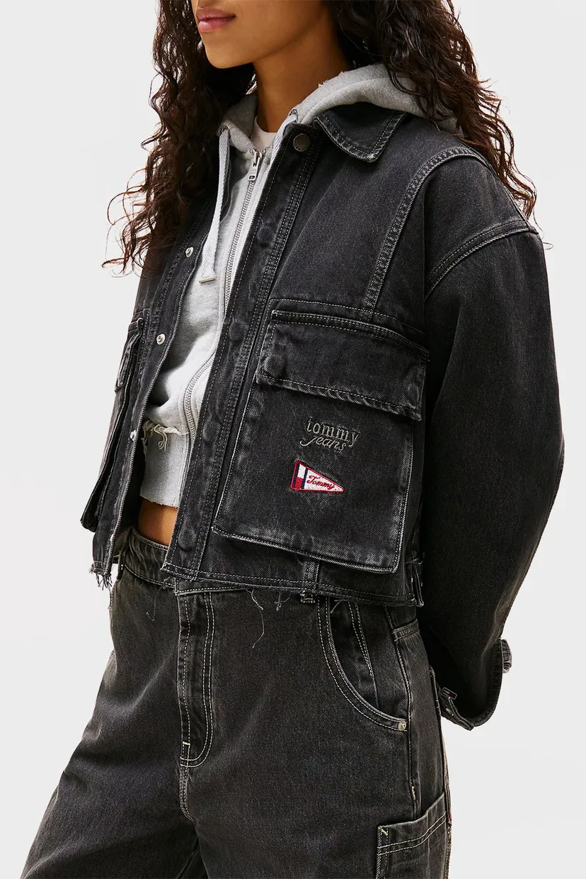Жіноча чорна джинсова куртка TJW CROPPED JACKET WASHED BLACK 4