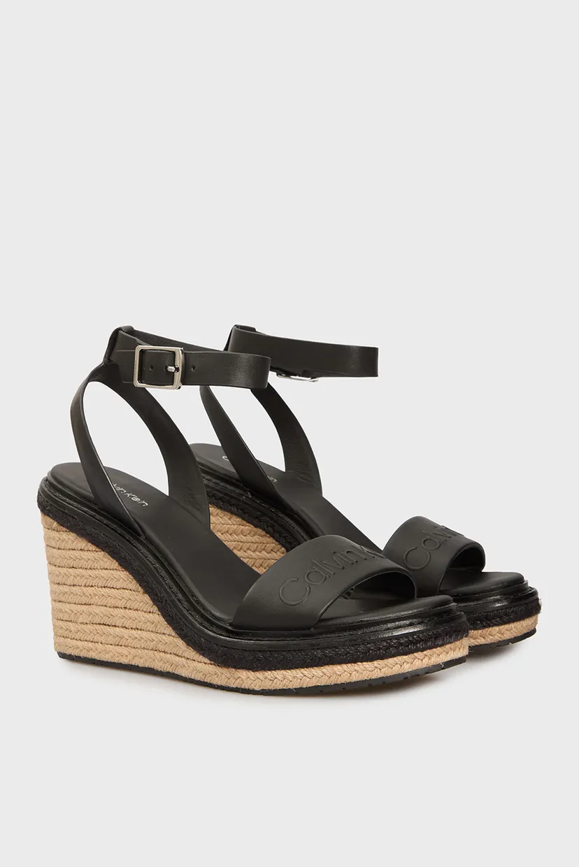 Жіночі чорні шкіряні босоніжки WEDGE SANDAL 70 - HE 3