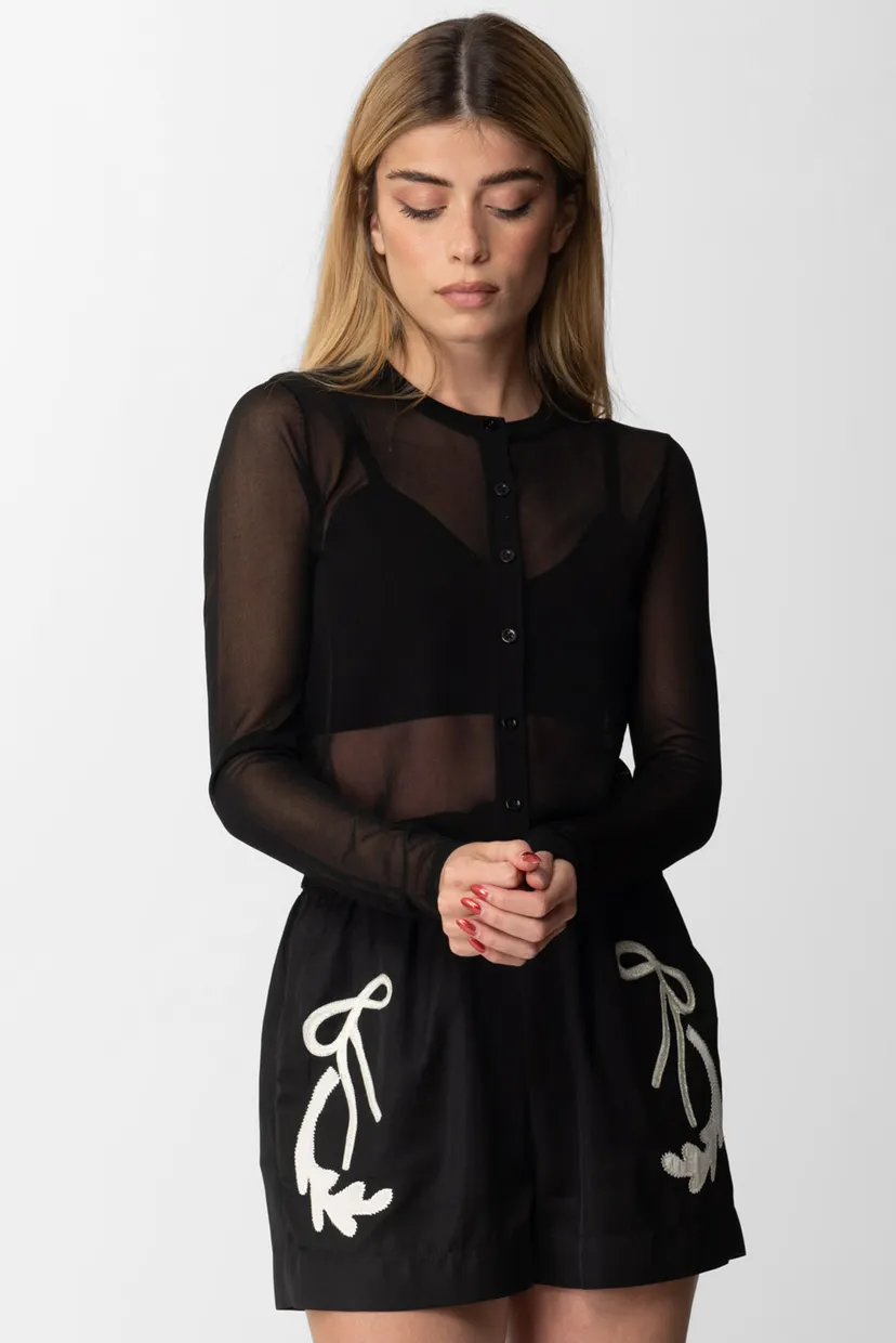 Жіночий чорний кардиган ECO SHEER CROP CARDI 5