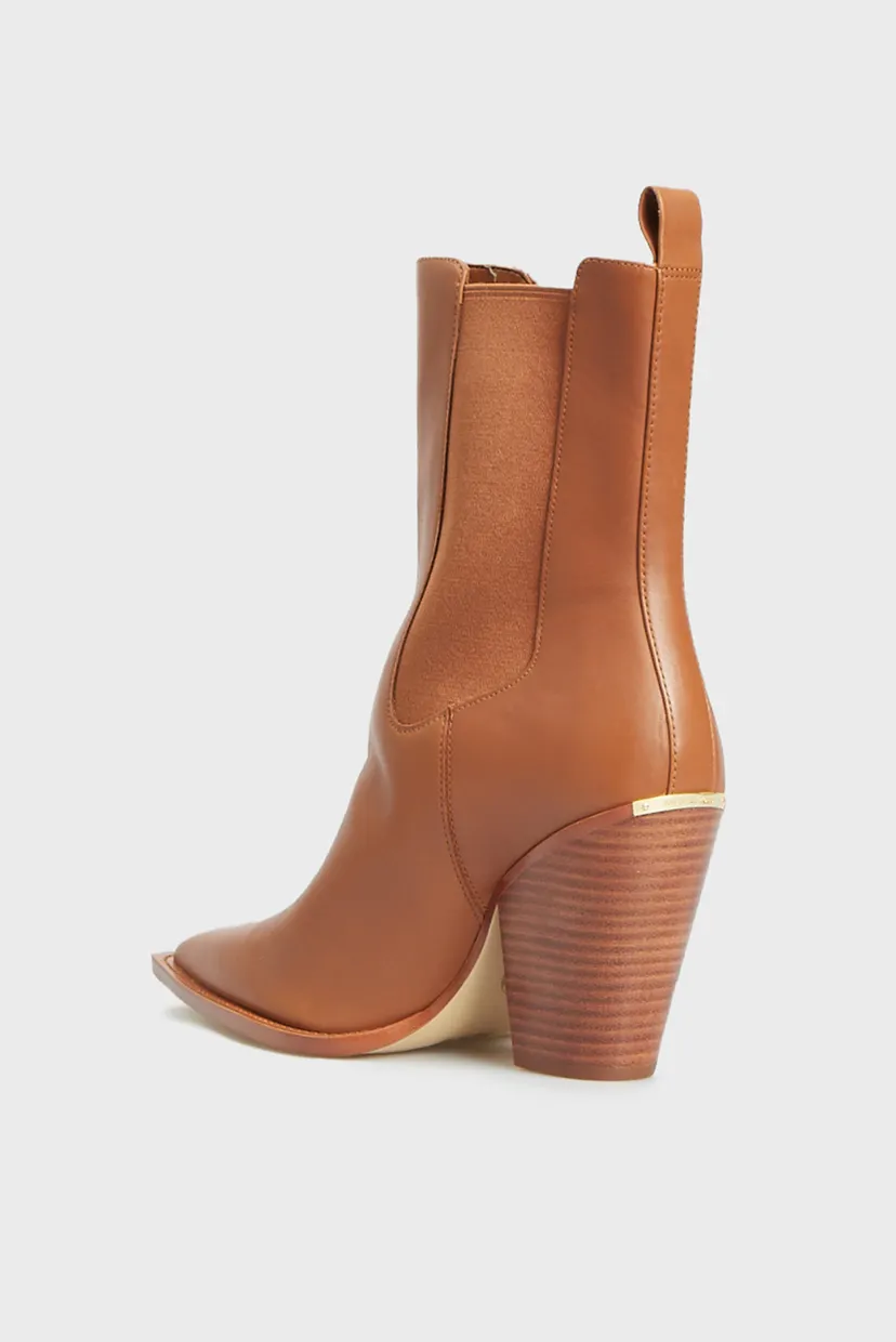Жіночі руді шкіряні ковбойки LENI BOOTIE 5