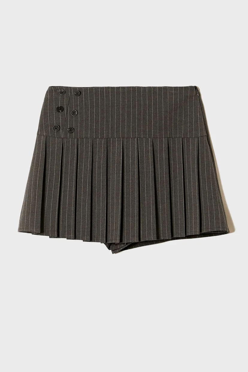 Жіноча сіра спідниця-шорти у смужку 4