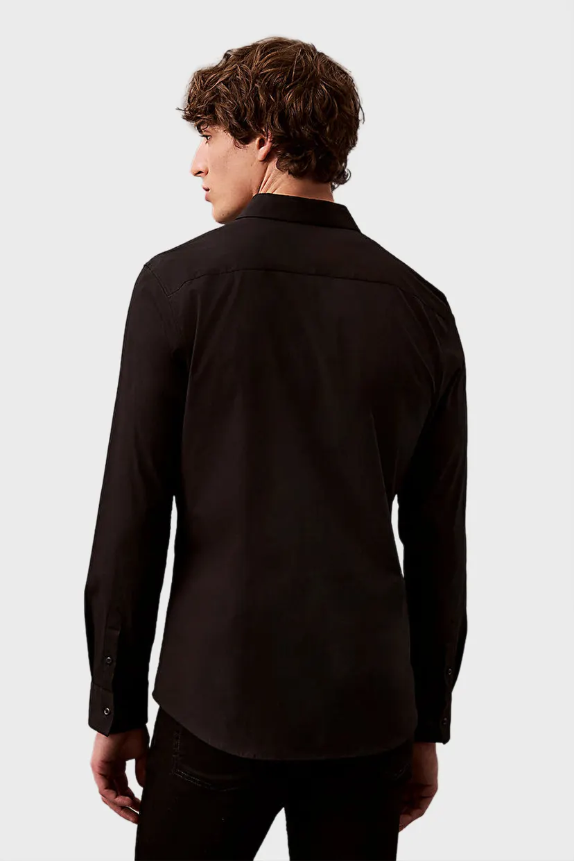 Чоловіча чорна сорочка SOLID STRETCH SLIM 3