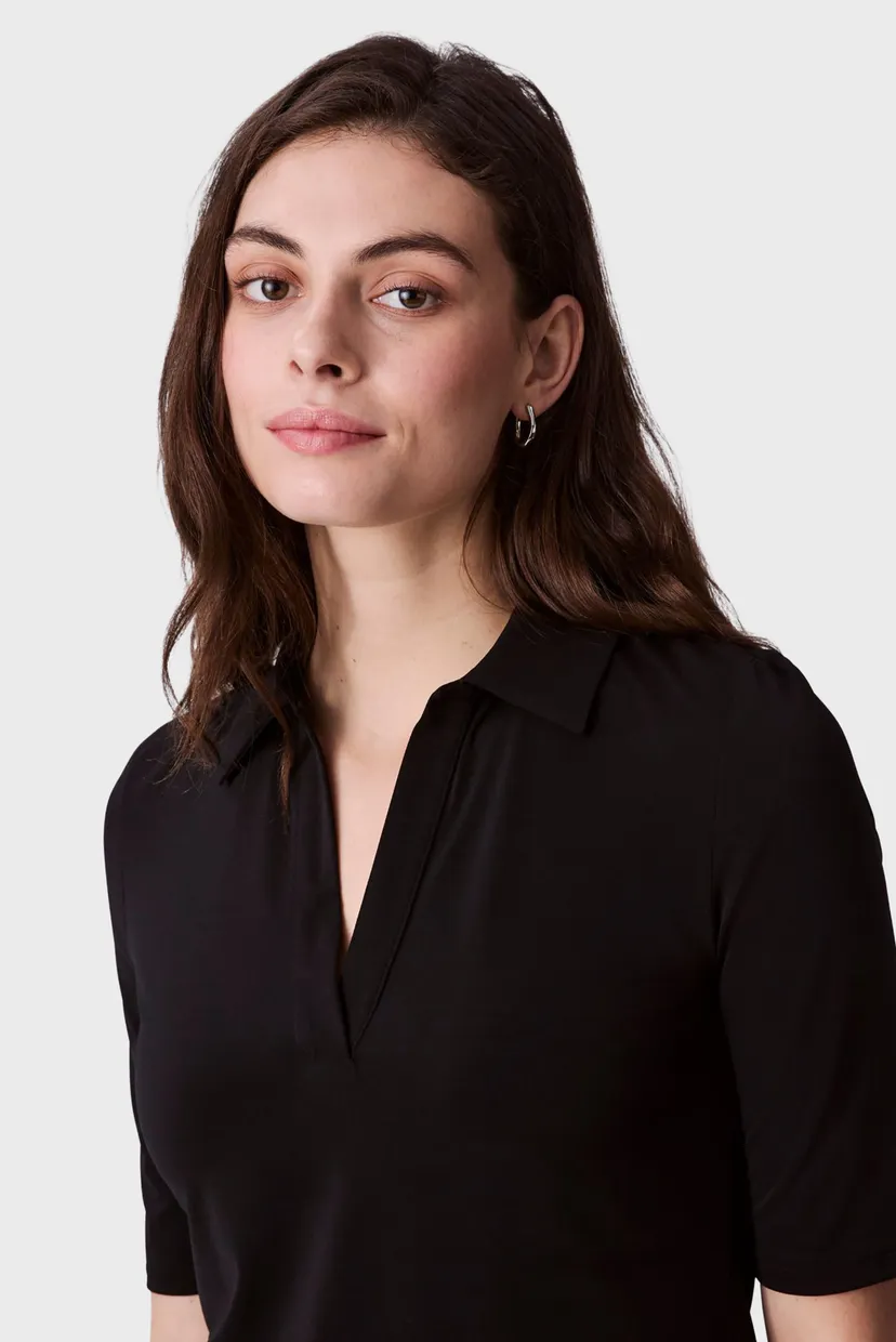Женское черное поло HS CREPE JERSEY POLO 5