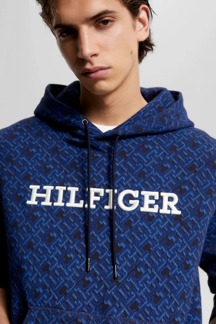 Чоловіче синє худі з візерунком AOP MONOGRAM HOODY 4