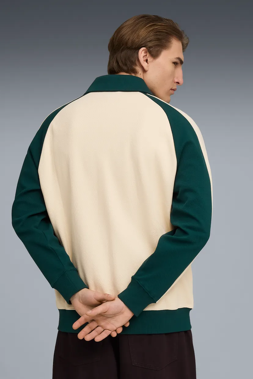 Бежева спортивна кофта T7 Relaxed Wing Collar Track Jacket Unisex (унісекс) 4