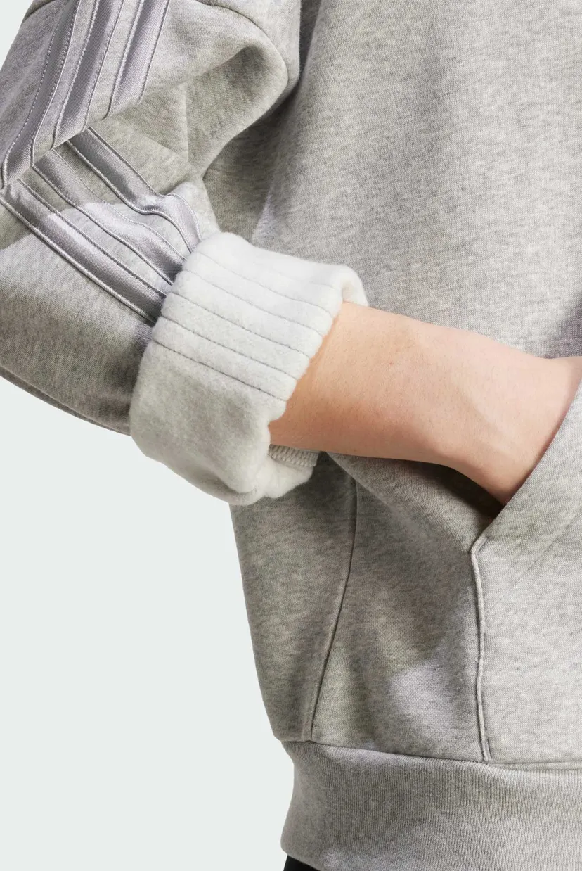 Женское светло-серое худи Holiday 3-Stripes Fleece 5