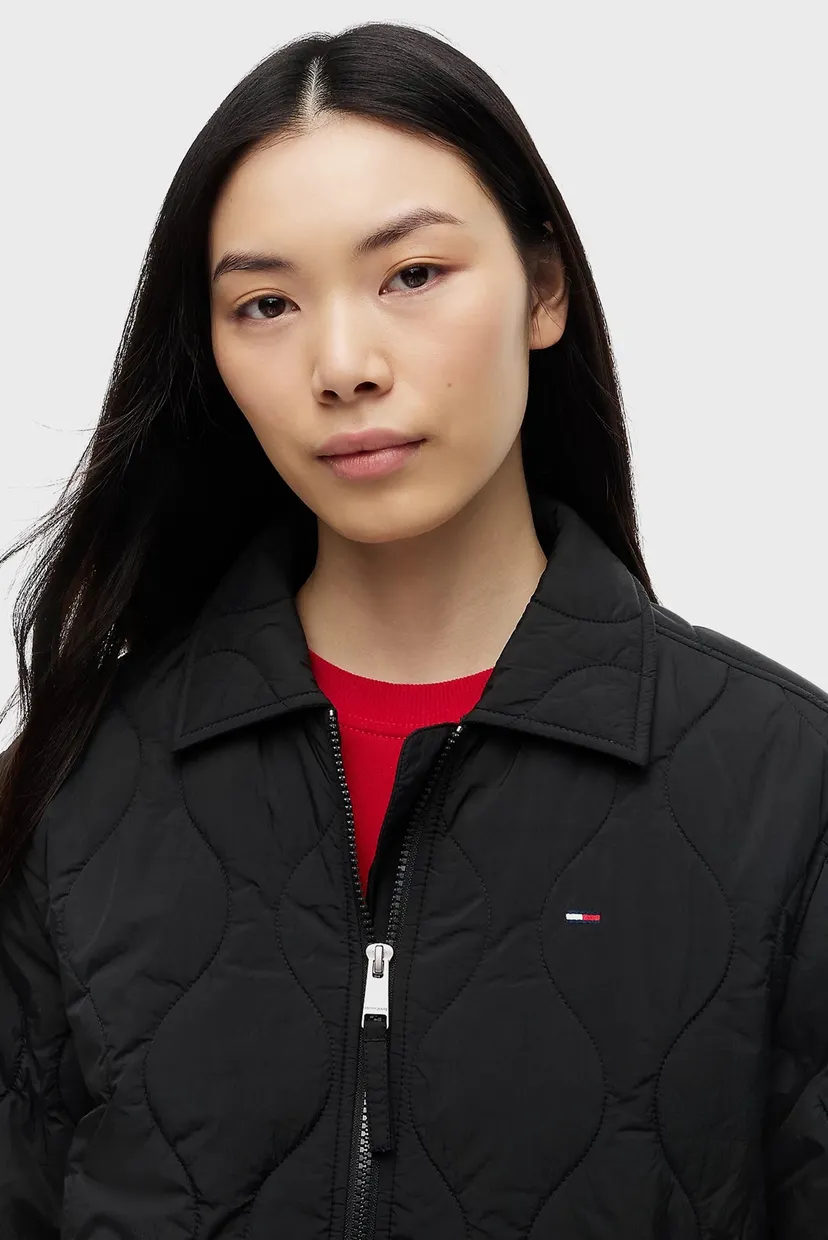 Женская черная куртка COACH COLLAR QUILTED JACKET 4