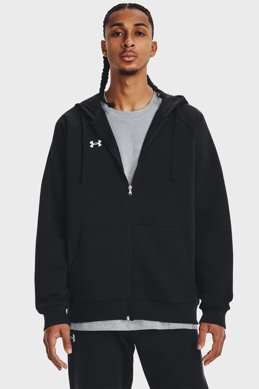 Мужское черное худи UA Rival Fleece FZ Hoodie Under Armour 1379767
