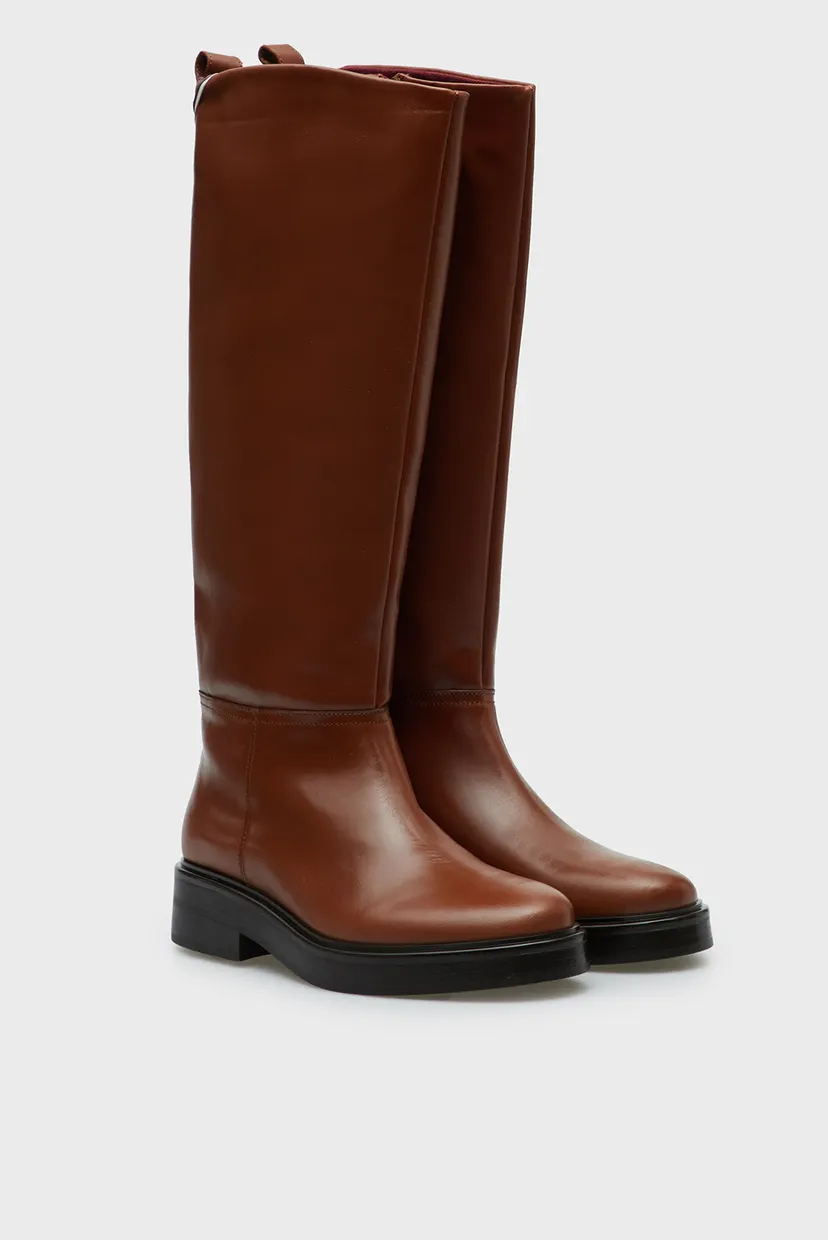Жіночі коричневі шкіряні чоботи COOL ELEVATED LONGBOOT 3
