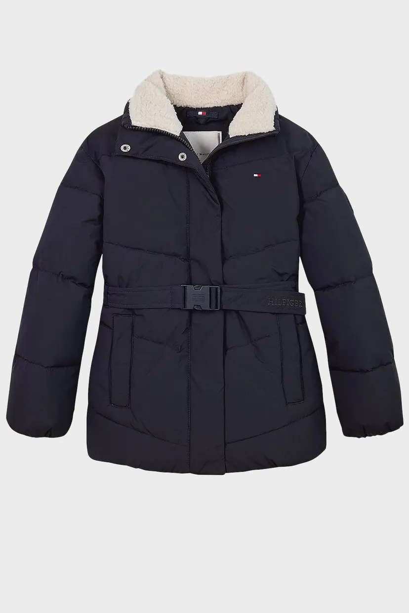 Дитяча темно-синя куртка TEDDY COLLAR MID LENGHT PUFFER 5