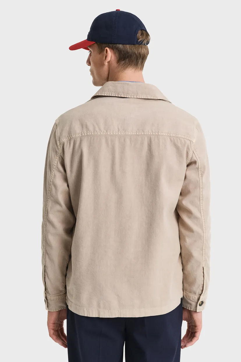 Мужская бежевая льняная рубашка LINEN OVERSHIRT 4