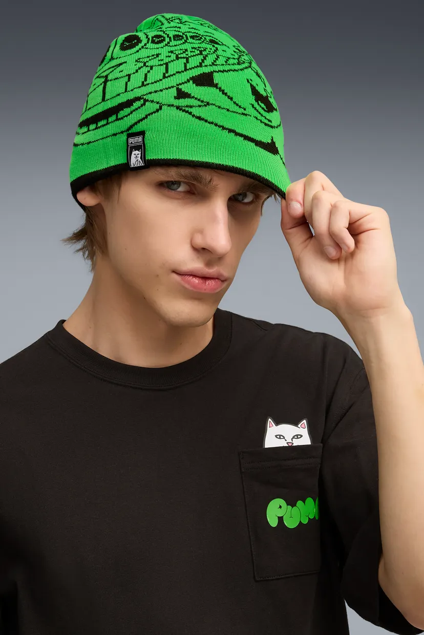 Чорна двостороння шапка PUMA x RIPNDIP Beanie 4