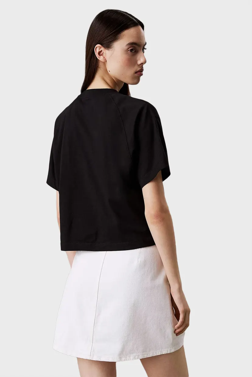 Женская черная футболка BOXY CK CREST CROP POCKET 3
