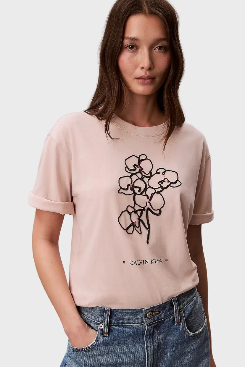 Женская бежевая футболка SEASONAL GRAPHIC OVERSIZED 5