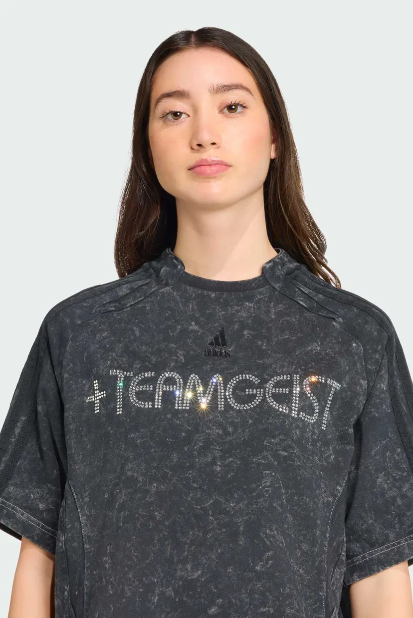 Жіноча чорна футболка з візерунком Adilenium Season 4 Teamgeist Washed Rhinestone 4