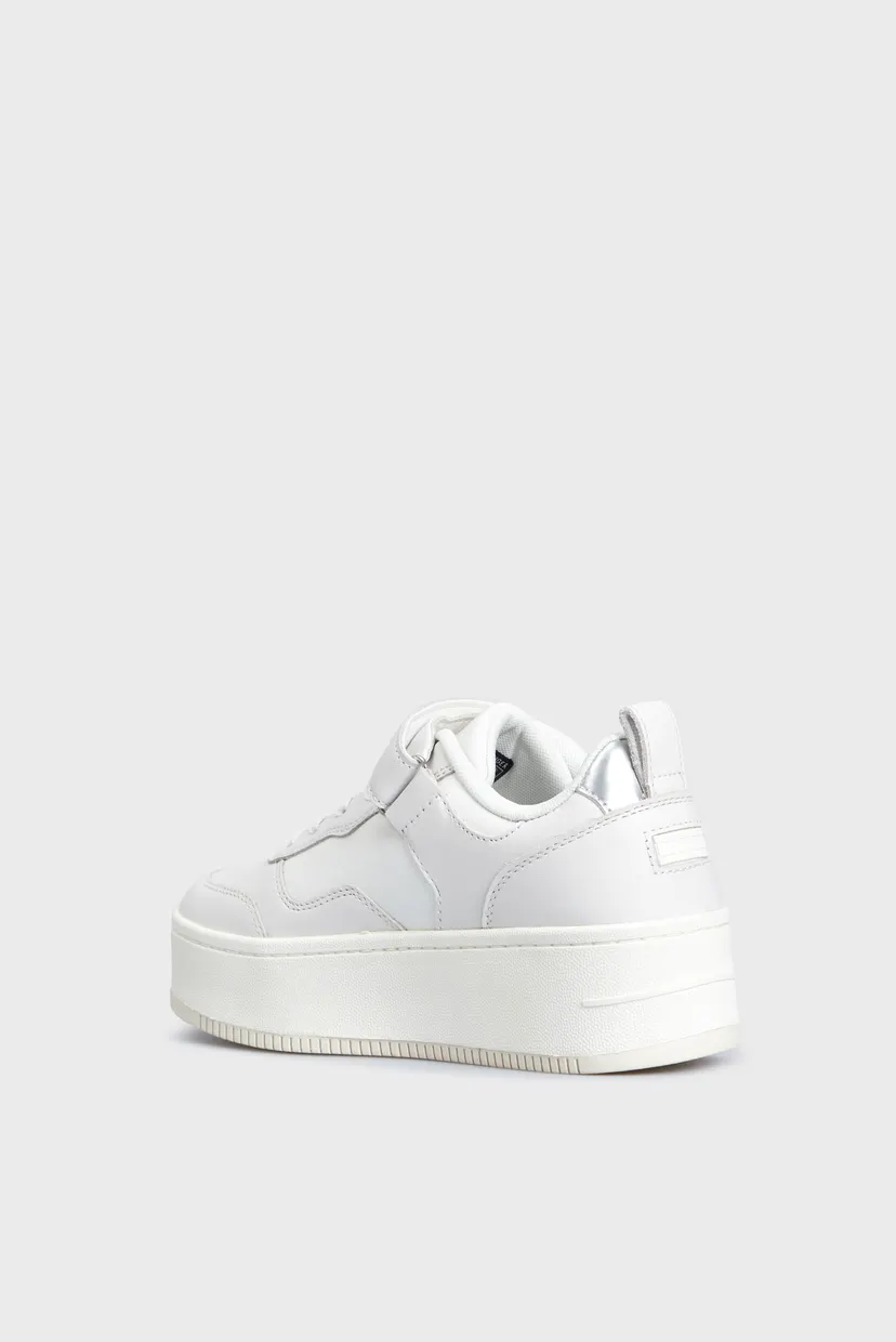 Женские белые кожаные кроссовки TJW FLATFORM VELCRO 5
