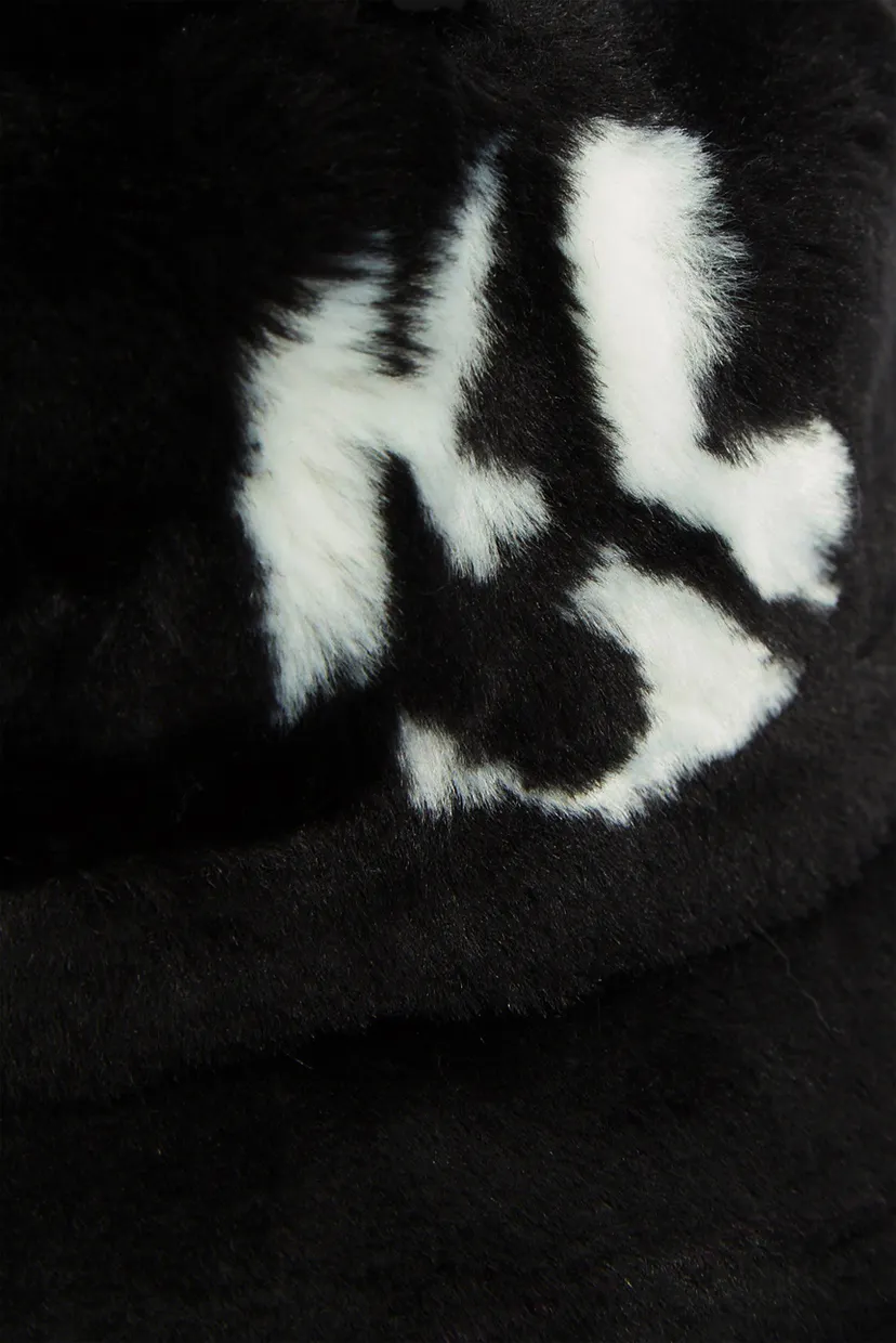 Женская черная панама FUR BUCKET HAT 4