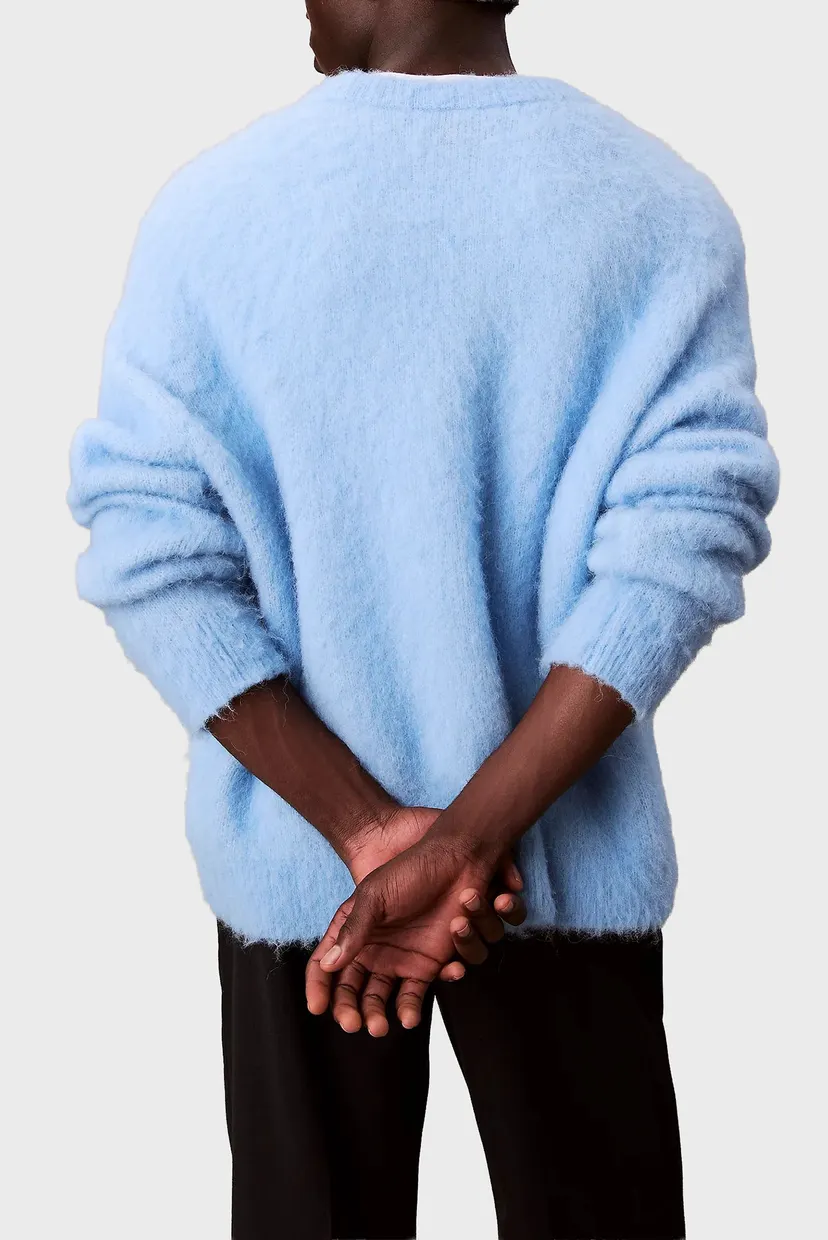 Мужской голубой шерстяной свитер BRUSHED ALPACA LOGO 6
