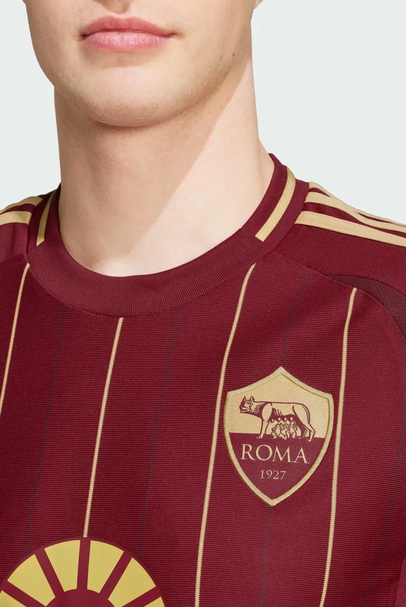 Мужская бордовая футболка в полоску AS Roma 24/25 4