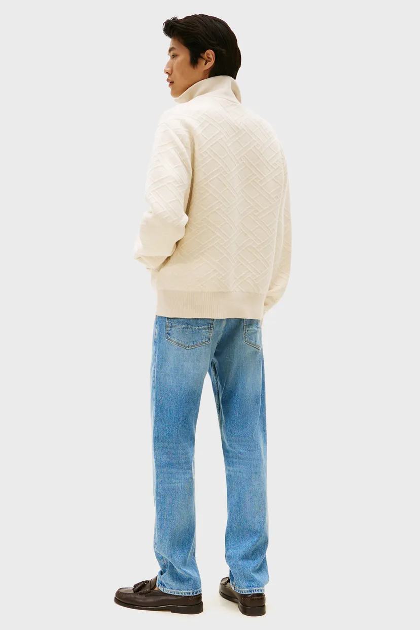 Мужская белая кофта T1 FLAG 3D KNITTED HALF 3