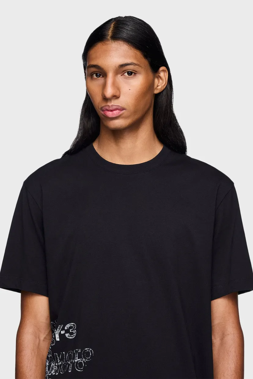 Черная футболка с узором Y-3 GFX SHORT SLEEVE (унисекс) 5