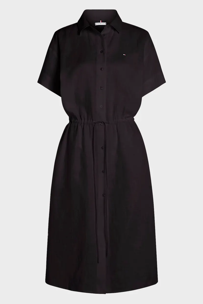 Жіноча чорна лляна сукня LINEN SS MIDI SHIRT 5