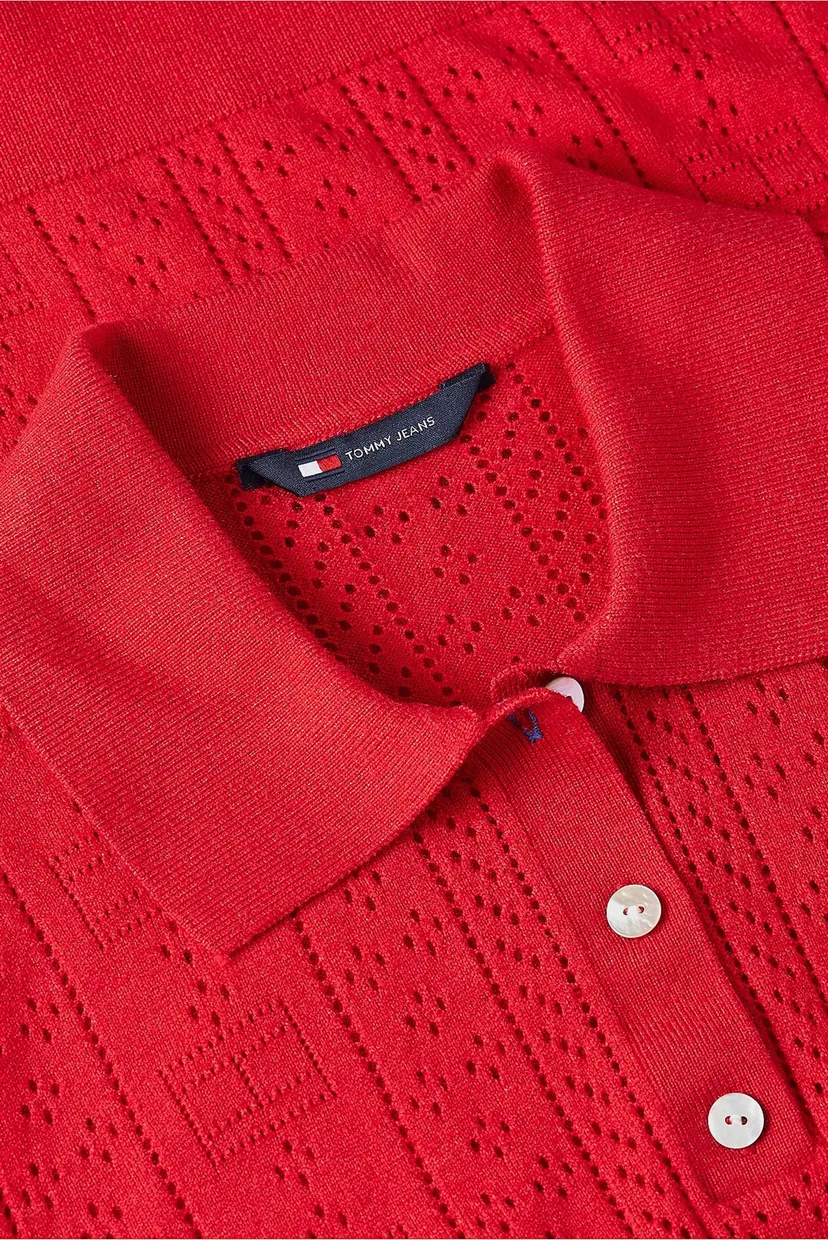 Жіноче червоне поло POINTELLE POLO SWEATER 5