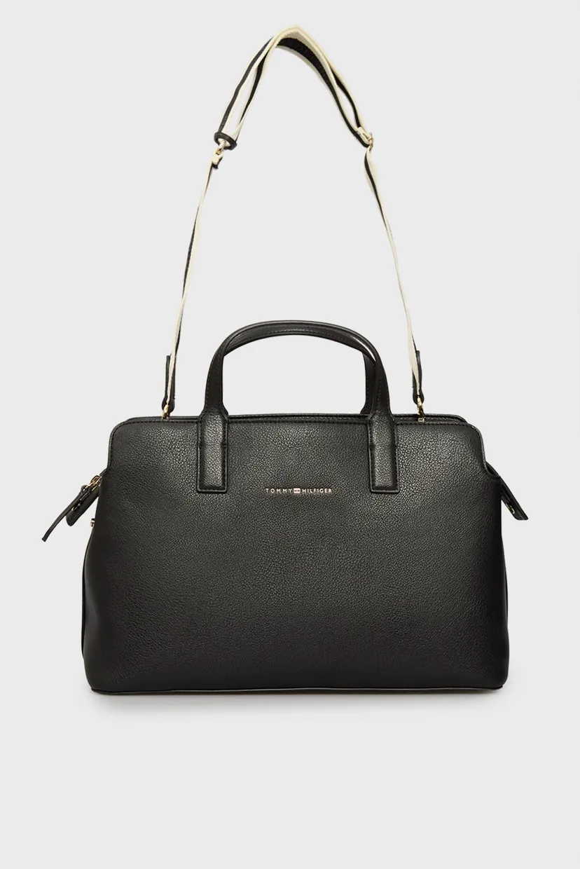 Женская черная сумка TH LOGOTAPE SATCHEL 5