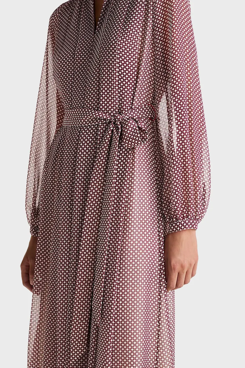 Жіноча сукня з візерунком RUFFLE PLEAT BELTED LONG DRESS 3