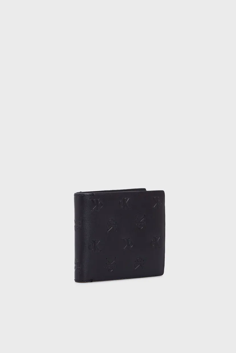 Чоловічий чорний шкіряний гаманець AOP EMBOSS BIFOLD 3