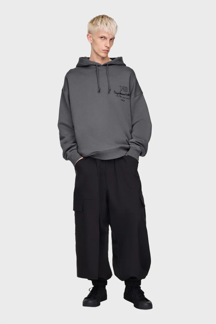 Серое худи Y-3 Graphic FT (унисекс) 4