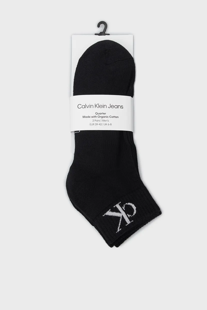 Чоловічі чорні шкарпетки (2 пари) CKJ MEN QUARTER 2P MONOGRAM 3