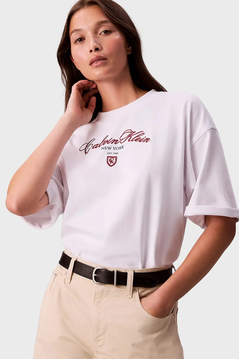 Жіноча біла футболка OVERSIZE CK NY 5
