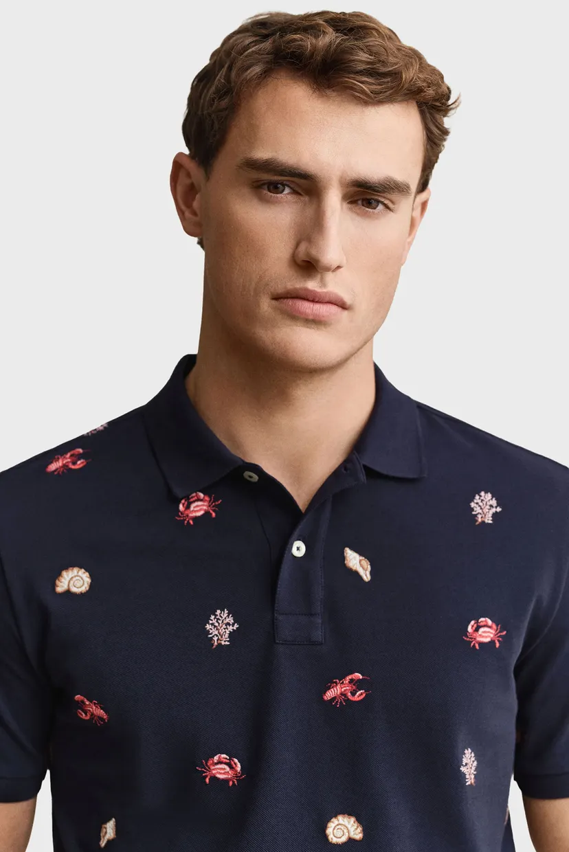 Чоловіче темно-синє поло EMBROIDERED 4